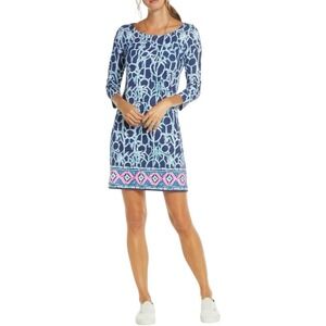 Lilly Pulitzer Hollee Dress High Tide Navy Lucky Bamboo Knit White Blue Small